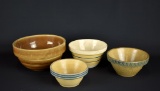 Lot of Four Antique Small Yellowware Bowls