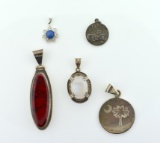 Lot of Five Sterling Silver Pendants