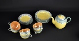 Hand-painted Nineteen Piece Japan Tea Set, Gray w/ Yellow Daisy