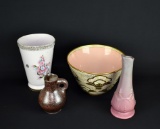 Lot of Four Decorative Ceramic Vases & Bowl: Anna B. Leonard, Lefton China, & Others