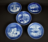 Royal Copenhagen Five Dated Collector Plates: “Winter Birds”, “In the Old Farmyard”, & Others