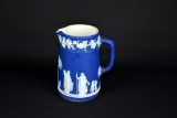 Wedgwood Blue Jasperware 4.5” Pitcher w/ Classical Figures