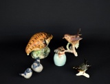 Lot of Six Porcelain Bird Figurines: Italy, Goebel, Enesco, & Keramik
