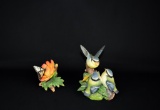 Lot of Two Porcelain Bird & Butterfly Figurines: Franklin Mint “First Flight” & Other