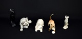 Lot of Five Ceramic & Stone Cat Figurines