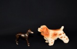 Lot of Two Bronze & Ceramic Dog Figures: Greyhound & American Cocker Spaniel