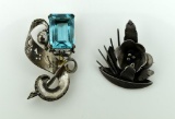 Lot of Two Silver Brooch Pins
