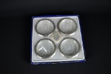 Leonard Crystal & Silver Coaster/Ashtray Set in Original Box