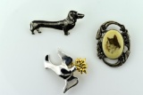 Lot of Three Sterling Silver Animal Pins