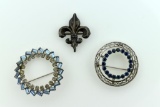 Three Sterling Silver Pins