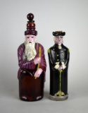 Lot of Two Hand Painted Bottles: Gen. Washington & Hiram Ricker & Sons Facsimile of Earlier Bottle