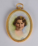 Miniature Framed Hand Painted Portrait by Woltz