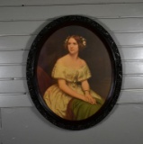 Vintage Oval Wood Framed Print  of a Lady