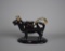Antique Jackfield Shropshire, England Black Lead Glaze Ceramic Cow Creamer with Lid