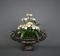Vintage Florentia Enameled Metal Flower Sculpture (Made in Italy) in Cast Iron 9” W Urn