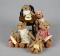 Miniature Jointed Teddy Bear Family with Highchair, Bottles, & Bowl