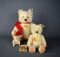 Lot of Three Steiff Jointed Cream Color Mohair Teddy Bears of Graduated Sizes