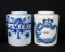 Delft Blue & White 7” “Ohio” &   “E. Escord” Apothecary Jars, Holland