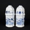Pair of Delft Williamsburg Restoration Blue & White 7” Muffineers / Sugar Shakers, Holland