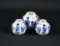 Lot of Three Miniature Delft Melon-Shape Round Vases, Holland