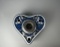 Delft “Williamsburg Restoration” 5” Heart Shaped Inkwell, Pewter Well