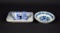 Collection of Four Small Delft Blue & White Pieces, Holland: Trinket Trays & Thimbles