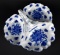 Blue & White Divided Porcelain Server with Floral Pattern