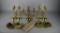Set of Five Baldwin Brass “Williamsburg” Candle Sconces with Four Pillar Candle Adapters