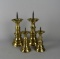 Set of Four Matching Virginia Metalcrafters Brass Pillar Candle Holder Spikes