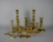 Lot of Nine Brass Candlesticks & Candle Snuffer/Trim by: Baldwin, Virginia Metalcrafters, & Others