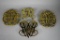 Lot of Four Virginia Metalcrafters Brass Trivets with Colonial Designs