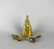 Lot of Three Small Brass Decorative Items: Bell, Trinket Dish, & Inscribed Gavel