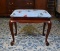 Vintage Mahogany Queen Anne Style Pad Footed Floral Gingham Upholstered Seat Bench