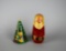 Two Hand Painted Wooden Christmas Nesting Toys: Christmas Tree & Santa Clause