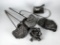 Lot of Nine Metal Garden & Decorative Pieces: Garden Stakes, Hook, Stake Finials, Bird Figurine