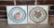 Two 12” Square Floor Gres Custom Tile Design Tiles with Coordinating Floral Plate Designs