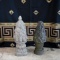 Pair of Resin Marblesque Garden Urn & Topiaries, Tallest is 25” H