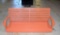 Nice Clay Red Painted Wooden Slat Porch Swing Bench with All Ceiling Mount Hardware