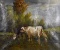 Eugene Fromentin (French, 1820-1876) Landscape with Cows  & Stream, Oil on Canvas, Signed Lower Left