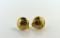 14K Gold Engraved Button Earrings