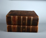 Antiquarian Lot of Clarke's Geographical Dictionary in Two Leather Bound Volumes