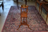 Vintage Schott Furniture Mahogany Plant Stand with Brass Bowl
