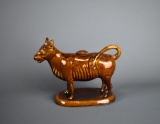 Antique American Bennington Rockingham Glaze Cow Creamer with Lid