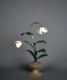 Vintage Florentia Enameled Metal Flower Sculpture, Italy