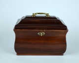 Henkel-Harris Mahogany Oblong Tea Caddy with Lock & Key