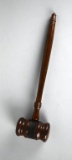 Antique Inlaid Walnut Gavel with Silver Name Plate “Ada A. Hartman, Brooklyn, O.E.S. No. 279, 1932