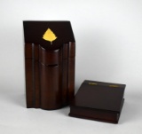 Bombay Co./Selamat Designs Inlaid Mahogany Silverware Service Box and Notepad Holder