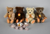 Steiff Limited Edition (No. 82) Teddy Bear Tea Party with Four Jointed Mohair Bears & Steiff China