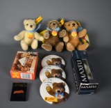 Lot of Three Steiff Jointed Mohair Teddy Bears & Steiff Memorabilia