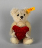 Steiff Jointed “I Love You” 5” Teddy Bear with Attached Heart